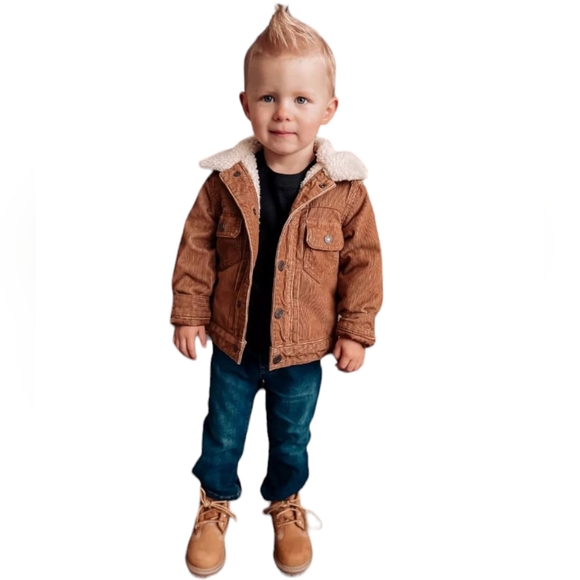 Nwot Toddler Baby Gap Denim Brown Cordoroy Sherpa Longsleeve Front Snap … - Picture 1 of 17